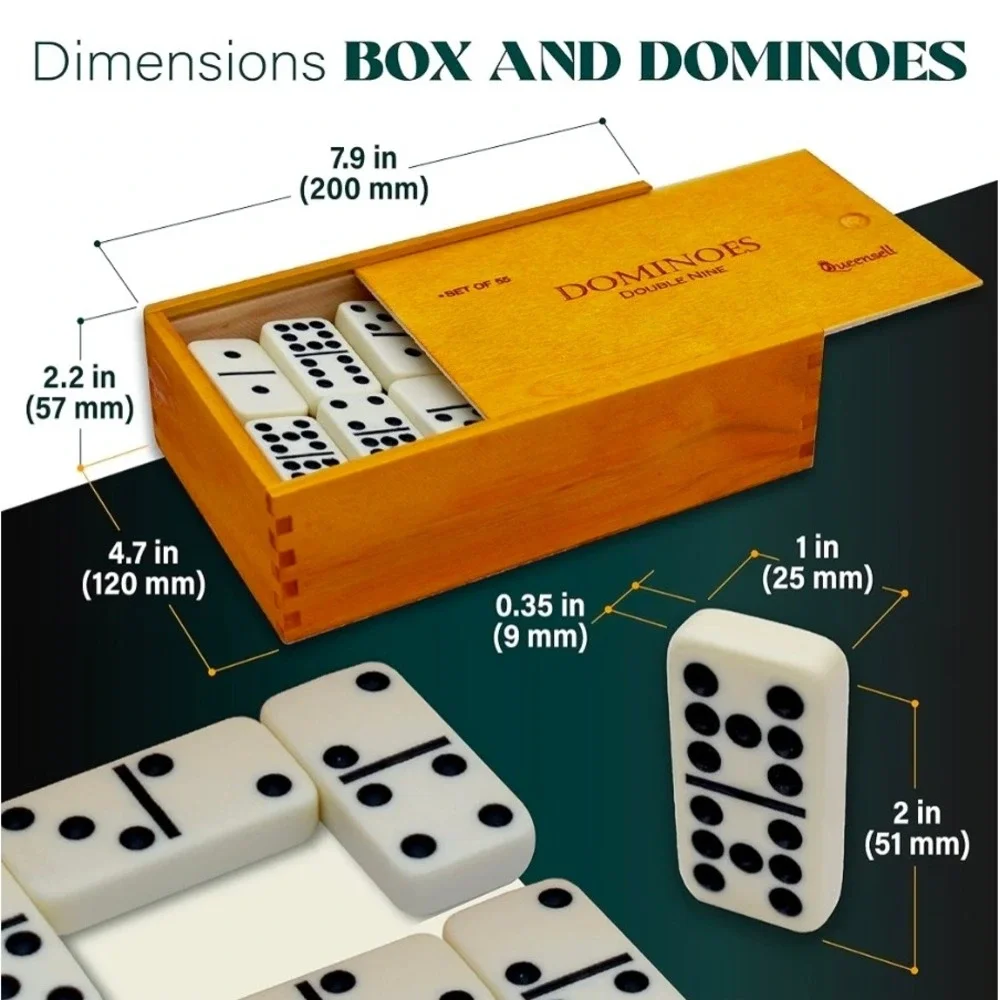 Domino Set for Family Game Nights - Double Nine Dominos Set 55 Tiles with‎ Case